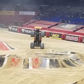 Alamodome - Monster Jam 2022 in San Antonio,  TX. A truck doing a wheelie. - Stadiums & Arenas Near Me - San Antonio, Texas
