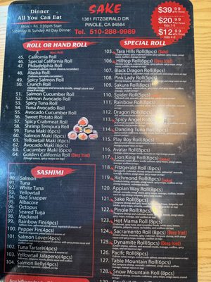 Menu photo 1 Sake Pinole, CA