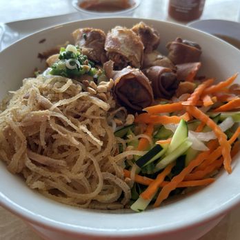 Viva Restaurant - Bun bi cha gio- shredded pork and egg roll vermicelli bowl - Vietnamese Near Me - Houston, Texas Viva Restaurant - Bun bi cha gio- shredded pork and egg roll vermicelli bowl - Vietnamese Near Me - Houston, Texas