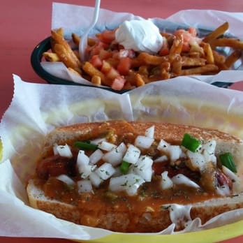 Dat Dog - Pork hot dog with crawfish Eutufe fries - Hot Dogs Near Me - New Orleans, Louisiana Dat Dog - Pork hot dog with crawfish Eutufe fries - Hot Dogs Near Me - New Orleans, Louisiana