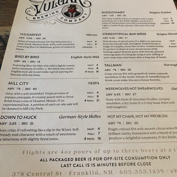 Vulgar Brewing Company - Menu - Pizza Near Me - Franklin, New Hampshire Vulgar Brewing Company - Menu - Pizza Near Me - Franklin, New Hampshire