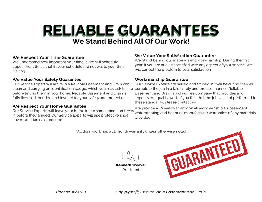 Slide of Reliable Basement and Drain