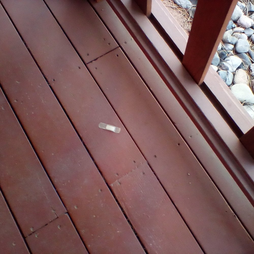 Used bandaid on our porch upon arrival. Gross! Used bandaid on our porch upon arrival. Gross!