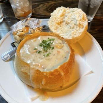 Ketch Harbor Pub - New England Clam Chowder with Bacon in a Sourdough Bread Bowl $16.95. - Seafood Near Me - Half Moon Bay, California