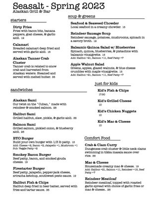 Menu photo 8 Seasalt Alaskan Bar & Grill Seward, AK Menu photo 8 Seasalt Alaskan Bar & Grill Seward, AK