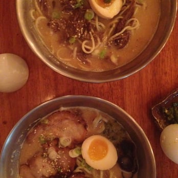 Momi Ramen - Oxtail ramen at the top / Pork ramen at the bottom - Asian Fusion Near Me - Miami, Florida