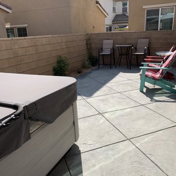 Daniel's Affordable Landscaping - Backyard diamond cut concrete patio. - Landscaping Near Me - Hesperia, California
