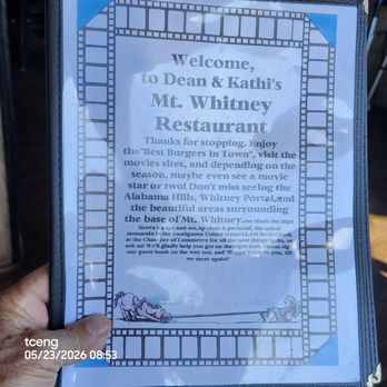 Mt Whitney Restaurant - Menu history. - American Near Me - Lone Pine, California