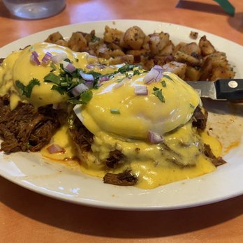 Original Breakfast House - Birria Benedict with home fries - Breakfast & Brunch Near Me - Phoenix, Arizona
