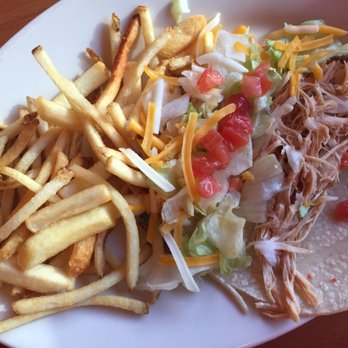 Viva Mexican Restaurant - Kids taco meal, comes with either rice and beans or fries and that's what he chose - Mexican Near Me - DuPont, Washington Viva Mexican Restaurant - Kids taco meal, comes with either rice and beans or fries and that's what he chose - Mexican Near Me - DuPont, Washington