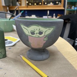 Sundae Bowl with Grogu. (If you ask, you can get something printed and use contact paper to trace it)