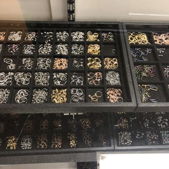 Players Ink - Top 2 shelf's of one of the jewelry cases - Piercing Near Me - San Jose, California