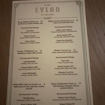 Eylan - Menu - Indian Near Me - Menlo Park, California