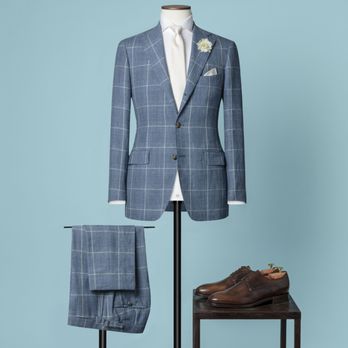 La Griffe Mesure - Carreaux fenêtre bleu - 780 € - Bespoke Clothing Near Me - Lyon, 69 La Griffe Mesure - Carreaux fenêtre bleu - 780 € - Bespoke Clothing Near Me - Lyon, 69