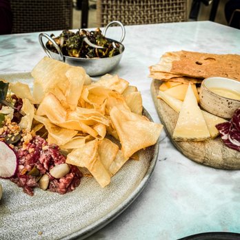The Select - Steak tartare, butcher block (small) Brussels sprouts - Mediterranean Near Me - Sandy Springs, Georgia