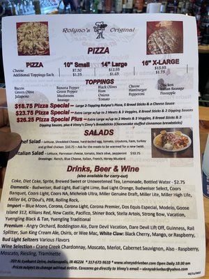 Menu photo 4 Vinny's Drive Bar Indianapolis, IN