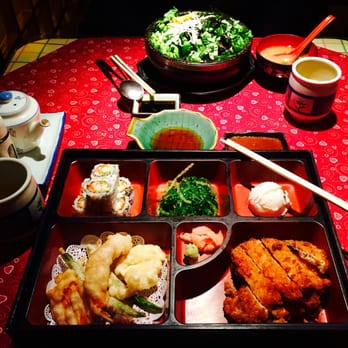 Manooben - Top bow is manooben nabe. Bottom is tonkatsu bento with California roll - Japanese Near Me - Glenview, Illinois