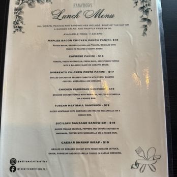 FANATICO - Lunch menu featuring sandwiches - Italian Near Me - Whitewater, Wisconsin