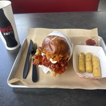 Chicken Troopers - Kimchi Chicken Sandwich combo, with Cheese Sticks (3 pcs.) - Korean Near Me - Norwalk, California