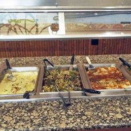 Today's buffet, L to R: blackened tilapia, chicken piccata, fettuccine with shrimp and pesto, beef lasagna and vegetable medley. Today's buffet, L to R: blackened tilapia, chicken piccata, fettuccine with shrimp and pesto, beef lasagna and vegetable medley.