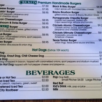 Crickets Bar and Grille - just a VERY SMALL part of the awesome menu - Bars Near Me - Youngstown, Ohio
