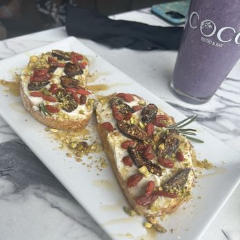 Coco Bistro & Bar - Whipped Feta & Fig Crostinis - Coffee & Tea Near Me - Chapel Hill, North Carolina Coco Bistro & Bar - Whipped Feta & Fig Crostinis - Coffee & Tea Near Me - Chapel Hill, North Carolina