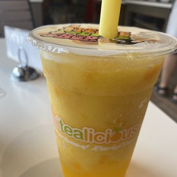 Fruitealicious Bubble Tea & Smoothies - Mango peach smoothie drink with mango jelly - Bubble Tea Near Me - Austin, Texas Fruitealicious Bubble Tea & Smoothies - Mango peach smoothie drink with mango jelly - Bubble Tea Near Me - Austin, Texas