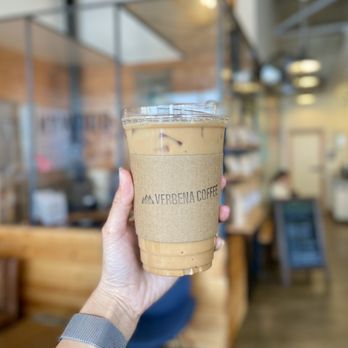 Verbena Coffee - ig: @whatsviveating  |  rose petal latte with coconut milk - Coffee & Tea Near Me - Houston, Texas
