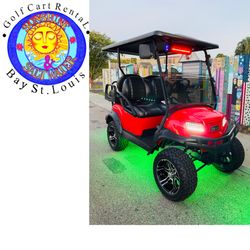 Sunshine & Saltwater - Rent the CRAB - cute little red golf cart with blue tooth sound bar and multi-color glow lights!