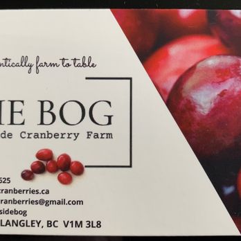 The Bog Riverside Cranberry Farm - Business card. - Farms Near Me - Langley, British Columbia