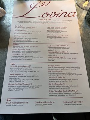 Menu photo 1 Lovina Calistoga, CA Menu photo 1 Lovina Calistoga, CA