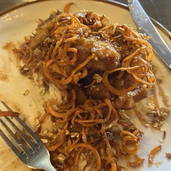 Legends Steakhouse - Chicken and Waffles with sweet potato garnish! - Steakhouses Near Me - Murphy, North Carolina Legends Steakhouse - Chicken and Waffles with sweet potato garnish! - Steakhouses Near Me - Murphy, North Carolina