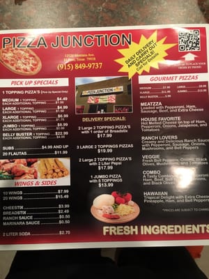 Menu photo 2 Pizza Junction El Paso, TX