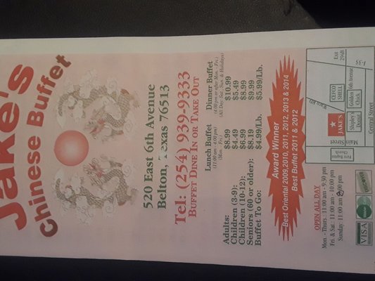Menu photo 6 Jake's Chinese Buffet Belton, TX