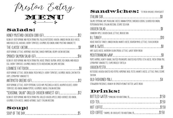 Menu photo 2 Preston Eatery Columbus, OH