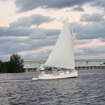 Treasure Coast Sailing Adventures - Margot sails near the Roosevelt bridge in Stuart, Florida with Captain Fred. - Boat Charters Near Me - Stuart, Florida Treasure Coast Sailing Adventures - Margot sails near the Roosevelt bridge in Stuart, Florida with Captain Fred. - Boat Charters Near Me - Stuart, Florida