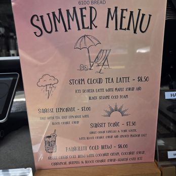 61hundred Bread - Summer menu June 2026 - Bakeries Near Me - Santa Ana, California