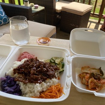 Mixed Rice - Spicy Beef Bibimbap and kimchi - Korean Near Me - Burlington, North Carolina