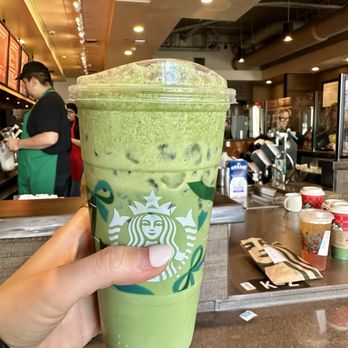 Starbucks - Iced Protein Matcha 5 scoop no syrup with Matcha protein cold foam - delish!!!!!! - Coffee & Tea Near Me - Long Beach, California