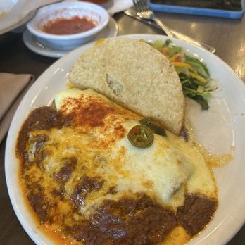 Anamia's Tex Mex - Enchiladas with Chicken (one with pepper on top) Taco Bell - Mexican Near Me - Flower Mound, Texas