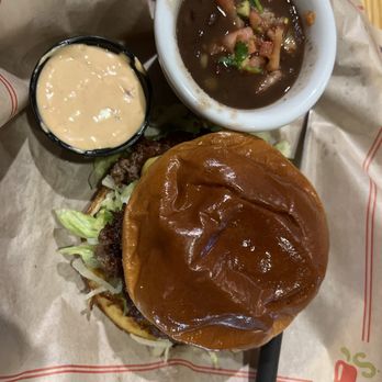 Chili's - Big Smasher Burger with side order Black Beans - American Near Me - Elk Grove, California