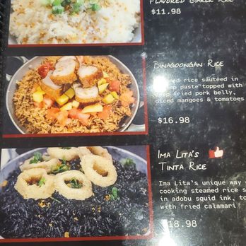 Isla Restaurant - Flavored Rice section of the menu - Filipino Near Me - Newark, California Isla Restaurant - Flavored Rice section of the menu - Filipino Near Me - Newark, California