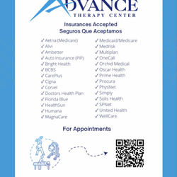 Advance Therapy Center - List of Insurances we accept.