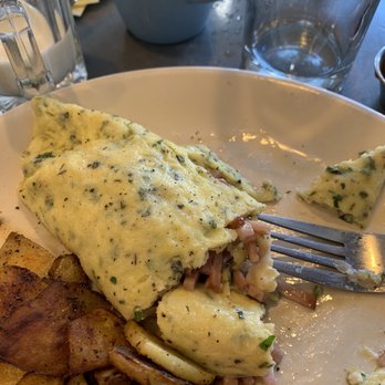 Swift Creek Cafe - French omelette- Greg herbs, ham and gruyere with home fries - American Near Me - Whitefish, Montana Swift Creek Cafe - French omelette- Greg herbs, ham and gruyere with home fries - American Near Me - Whitefish, Montana