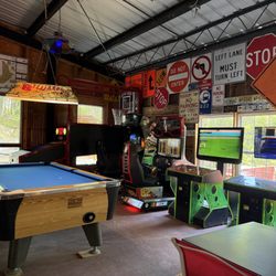 Pool table and air hockey in the game room, Cranberry Run Campground, Pocono Mountains