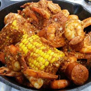 On The Hook - Shrimp, clams, Andouille sausage, corn on the cob in Cajun, garlic butter, lemon pepper sauce! - Cajun/Creole Near Me - Brea, California On The Hook - Shrimp, clams, Andouille sausage, corn on the cob in Cajun, garlic butter, lemon pepper sauce! - Cajun/Creole Near Me - Brea, California