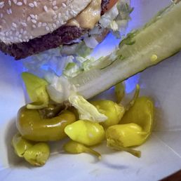 Pickles and peppers. Nice touch.