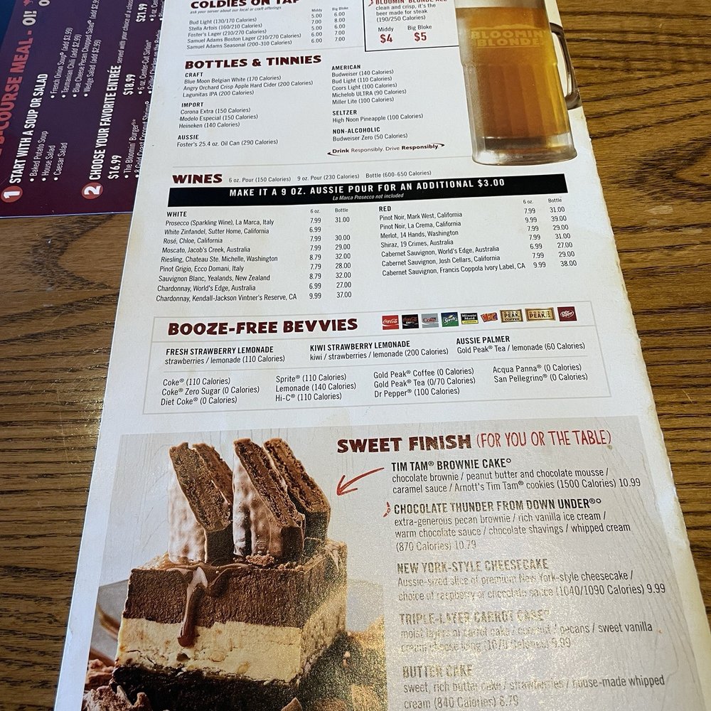 Outback Steakhouse - Menu - Steakhouses Near Me - Wappingers Falls, New York