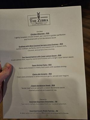 Menu photo 1 Zebra Brasserie Wenatchee, WA Menu photo 1 Zebra Brasserie Wenatchee, WA