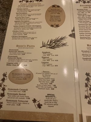 Menu photo 1 Rizzo's Restaurant Windber, PA Menu photo 1 Rizzo's Restaurant Windber, PA